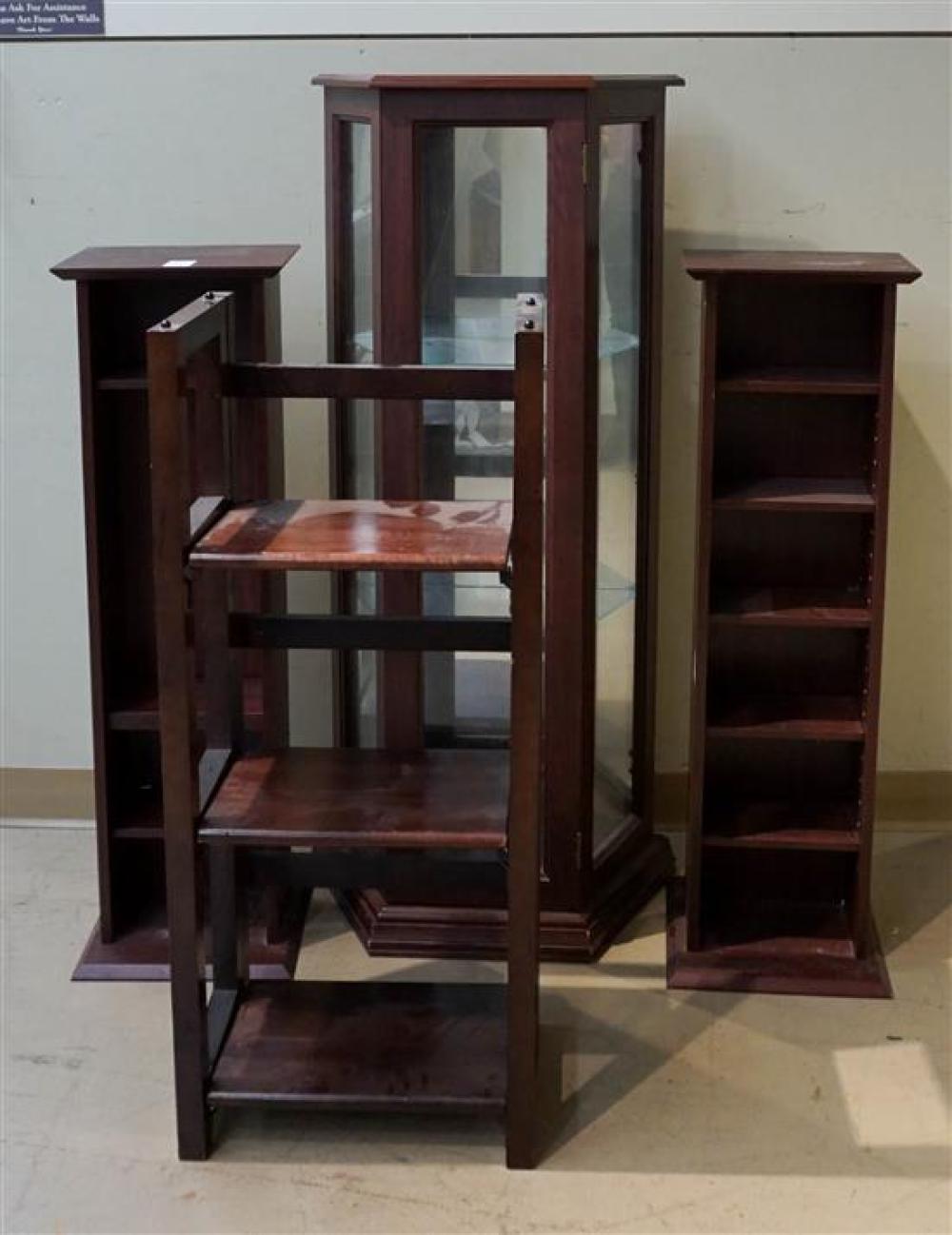 CHERRY FINISH GLASS DOOR VITRINE, A