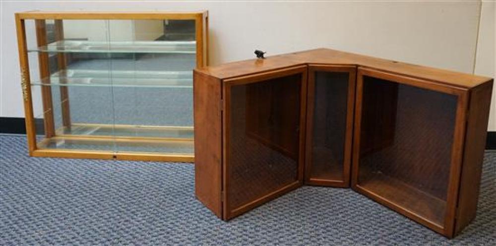 CHERRY HANGING CORNER CABINET AND A