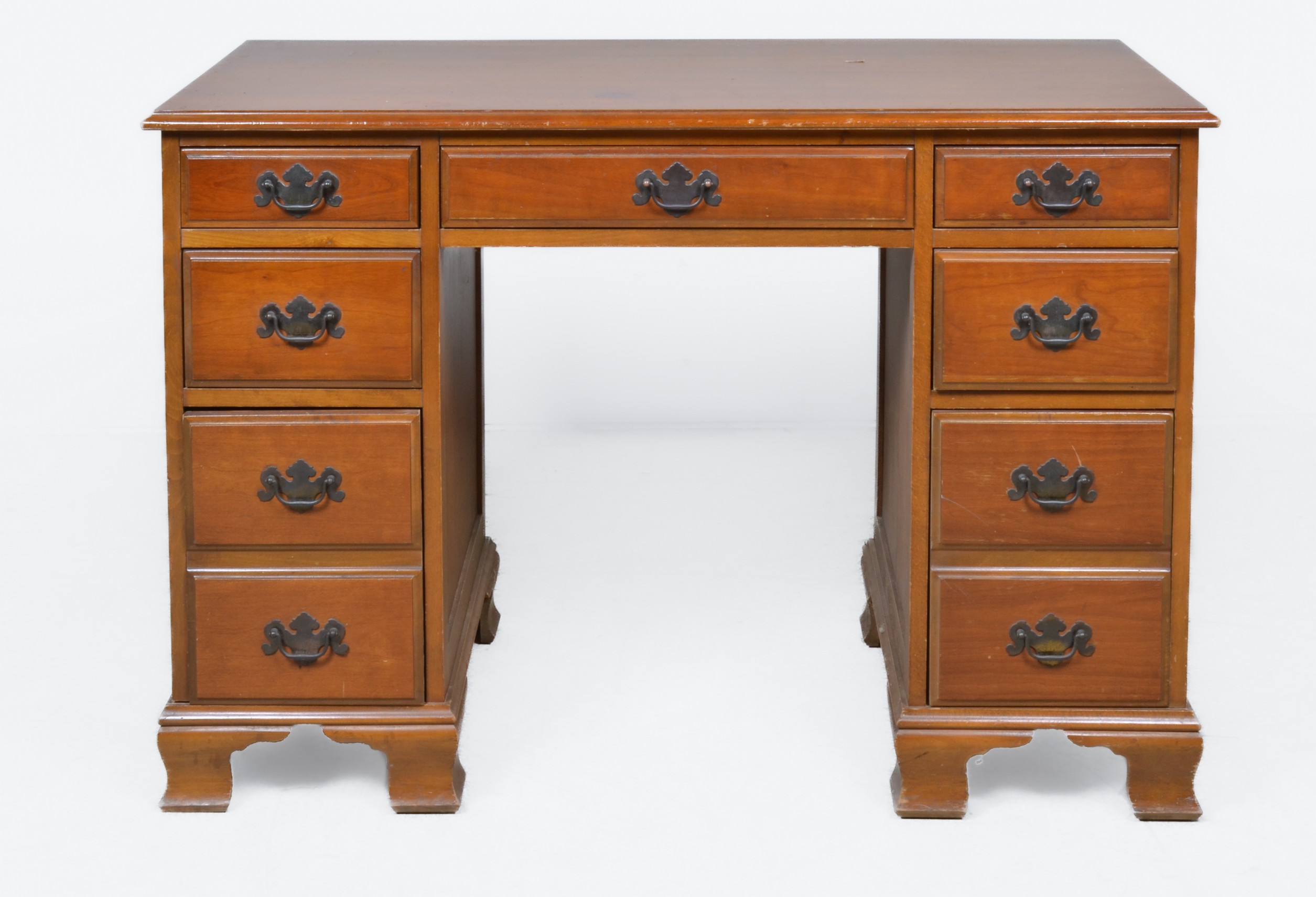 Cherry knee hole desk, 44"W;