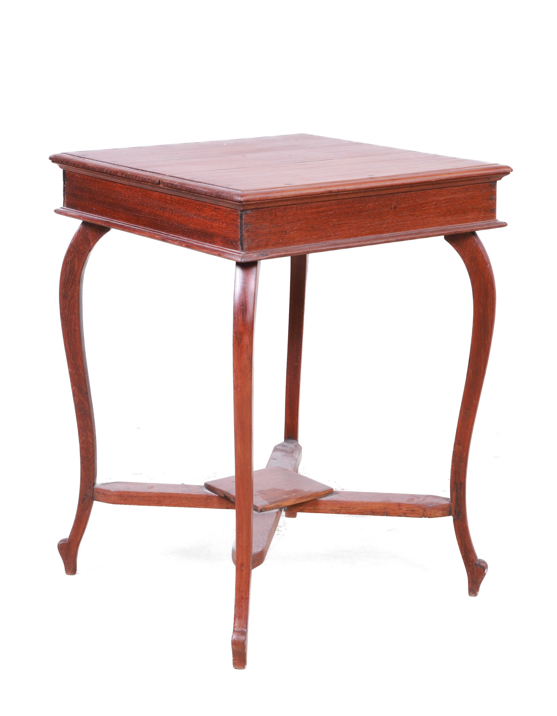 Cherry side table, cross stretcher,