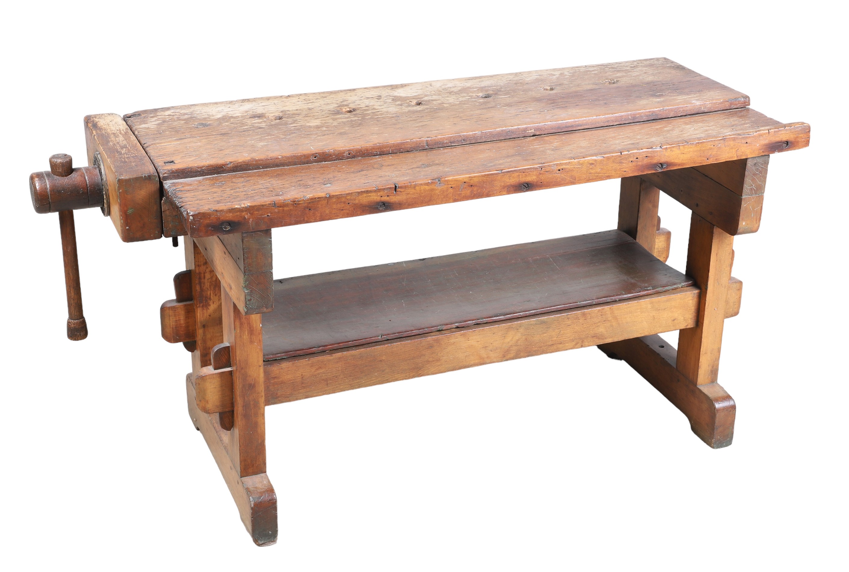 Cherry vice table, marked on
