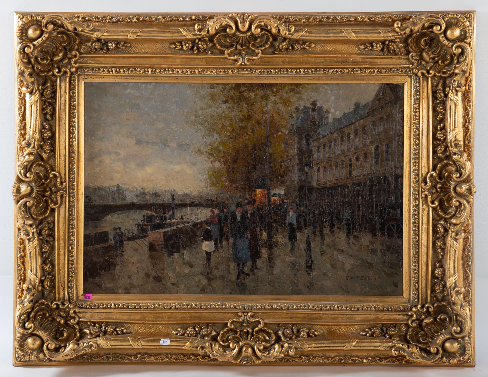 CHESLEY. ALONG THE SEINE, OIL Oil