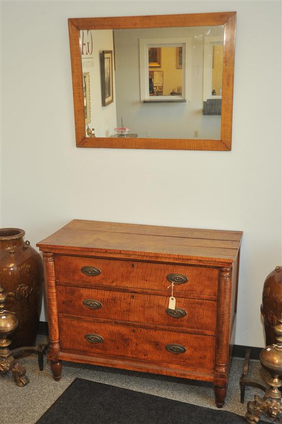 CHEST OF DRAWERS AND MIRROR.