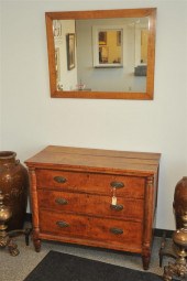 CHEST OF DRAWERS AND MIRROR. C