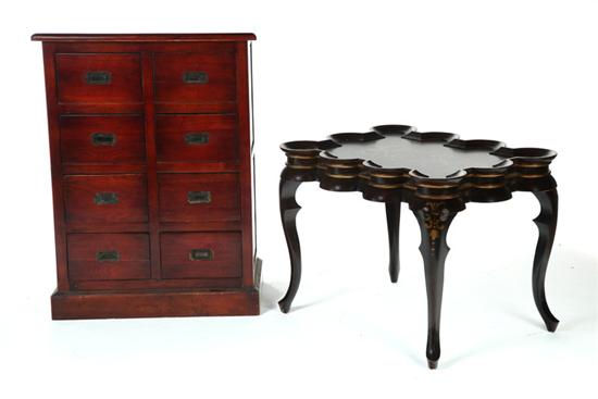 CHEST OF DRAWERS AND TABLE. 