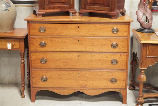 CHEST OF DRAWERS. Walnut and birch.