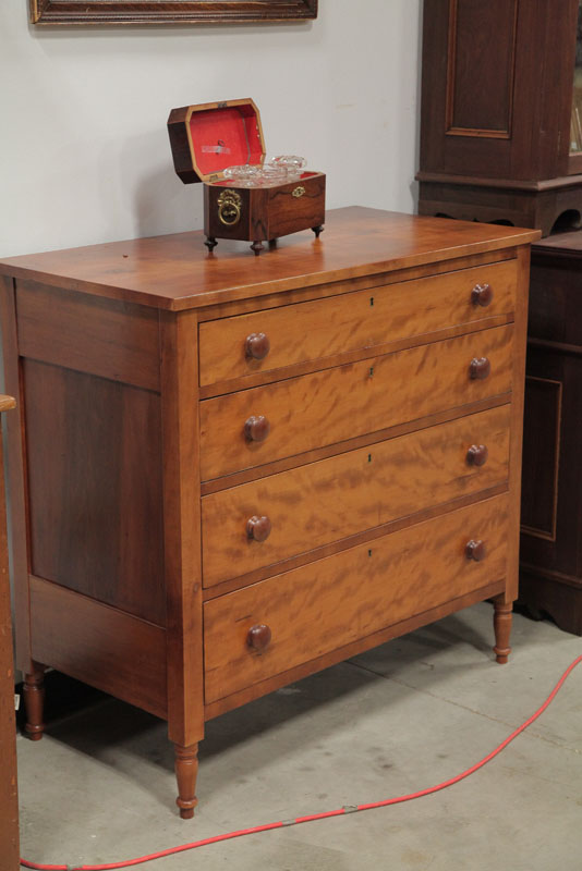 CHEST OF DRAWERS. Walnut with birch