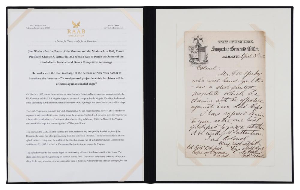 CHESTER A. ARTHUR AUTOGRAPHED