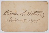 CHESTER ARTHUR, SIGNED CARD AS