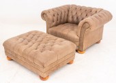 CHESTERFIELD TAUPE LEATHER ARM