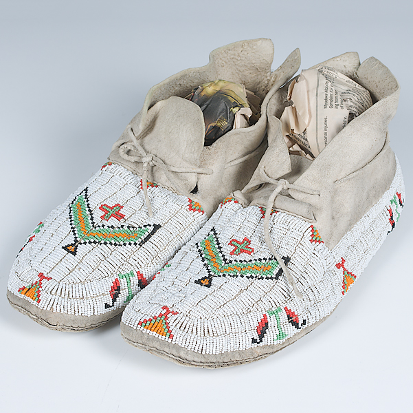 Cheyenne Beaded Hide Moccasins