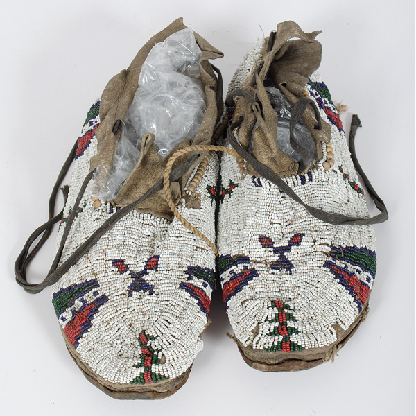 Cheyenne Beaded Hide Moccasins