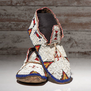 Cheyenne Beaded Hide Moccasins,
