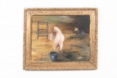 CHICKEN AND ROOSTER OIL ON PAN