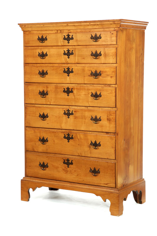 CHIIPPENDALE TALL CHEST OF DRAWERS.