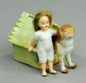 CHILD WITH DOG AT DOGHOUSE STI