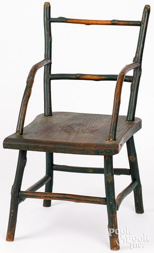 CHILD&#039;S PAINTED TWIG ARMCHAIR,