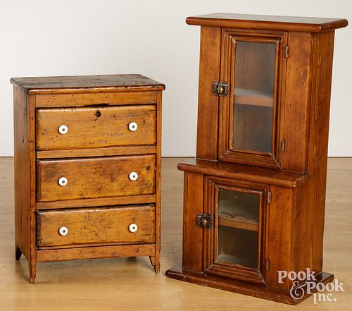 CHILD&#039;S PINE STEPBACK CUPBOARD