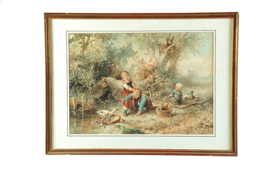 CHILDREN WITH GEESE AND DUCKS BY