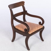 CHILDRENS MAHOGANY OPEN ARMCHA