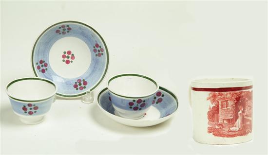 CHILD'S CUPS AND SAUCERS.  England