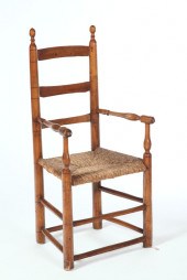 CHILD'S LADDER BACK ARMCHAIR.