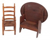 CHILD'S LADDER BACK CHAIR AND