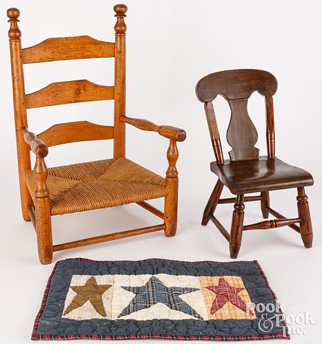 CHILD'S LADDERBACK ARMCHAIR, 18TH
