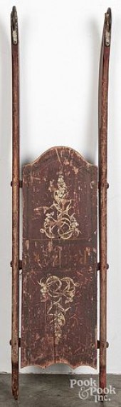 CHILD'S PAINTED PINE SLED, 19T
