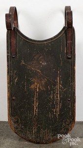 CHILD'S PAINTED PINE SLED, 19T