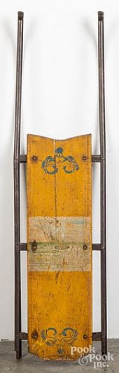 CHILD'S PAINTED PINE SLED, 19T