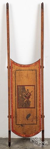CHILD'S PAINTED PINE SLED, 19T