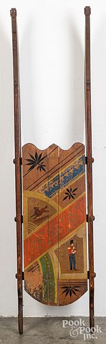 CHILD'S PAINTED PINE SLED, 19TH