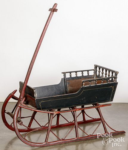 CHILD'S PAINTED PULL SLED, CA.