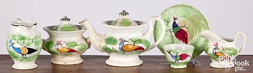 CHILD'S PEAFOWL SPATTERWARE TEA