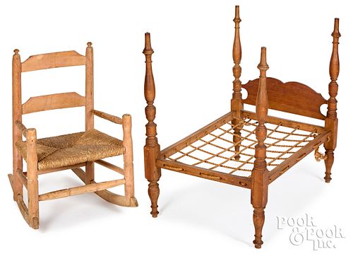 CHILD'S ROCKING CHAIR, 19TH C., AND