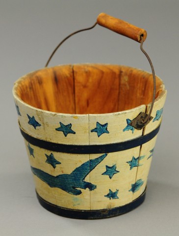 CHILD'S WOOD DECORATED BUCKET c.