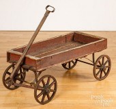 CHILD'S WOODEN PULL WAGON, CA.