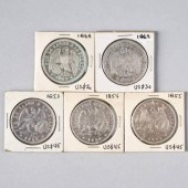 CHILEAN SILVER PESOSA lot of 5