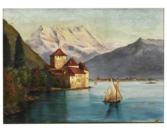 CHILLON CASTLE LAKE GENEVA ALPS OIL