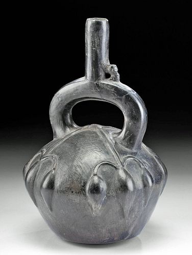 CHIMU BLACKWARE STIRRUP VESSEL W/