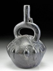 CHIMU BLACKWARE STIRRUP VESSEL