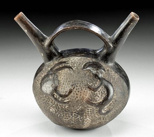 CHIMU INCA BRIDGE SPOUT VESSEL -