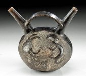 CHIMU INCA BRIDGE SPOUT VESSEL