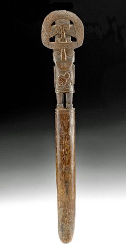 CHIMU WOOD STAFF FINIAL W/ STANDING