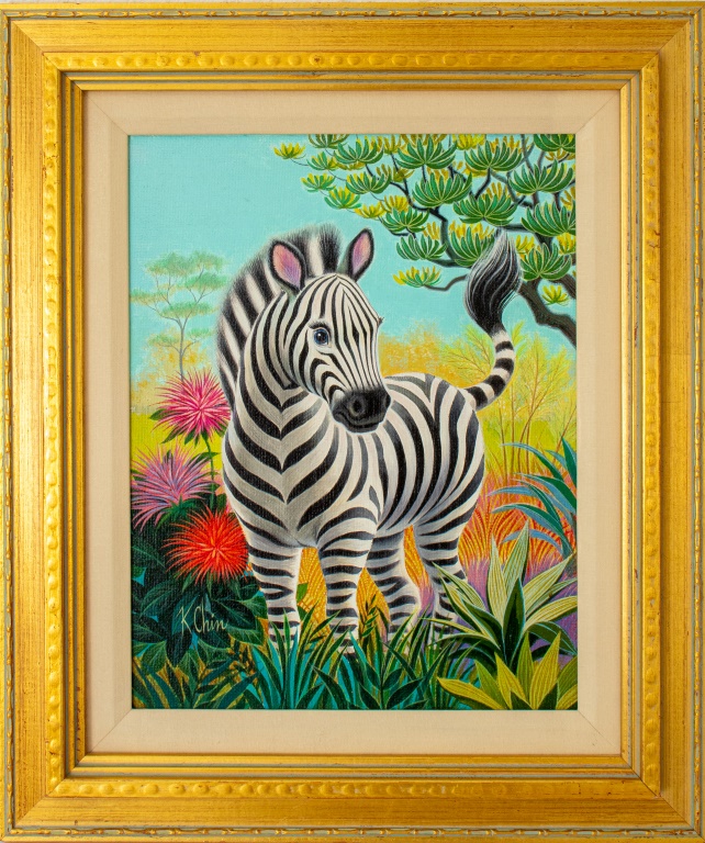 CHIN JUNGLE LANDSCAPE WITH ZEBRA