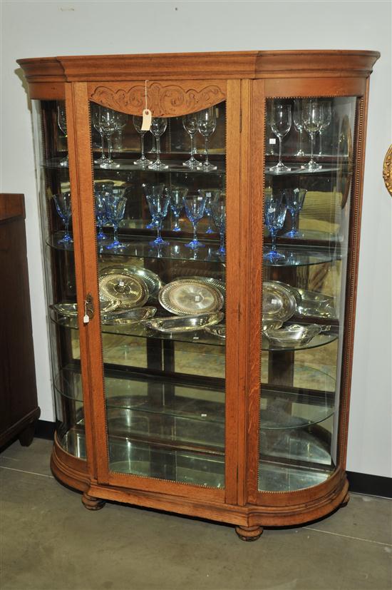 CHINA CABINET. Oak having a large