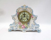 CHINA CASED MANTEL CLOCK, "LA