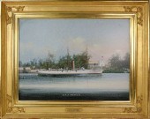 CHINA TRADE OIL ON LINEN "PORT