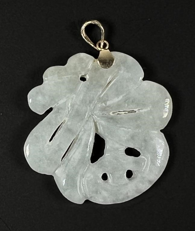 CHINESE 14K AND JADE HARDSTONE